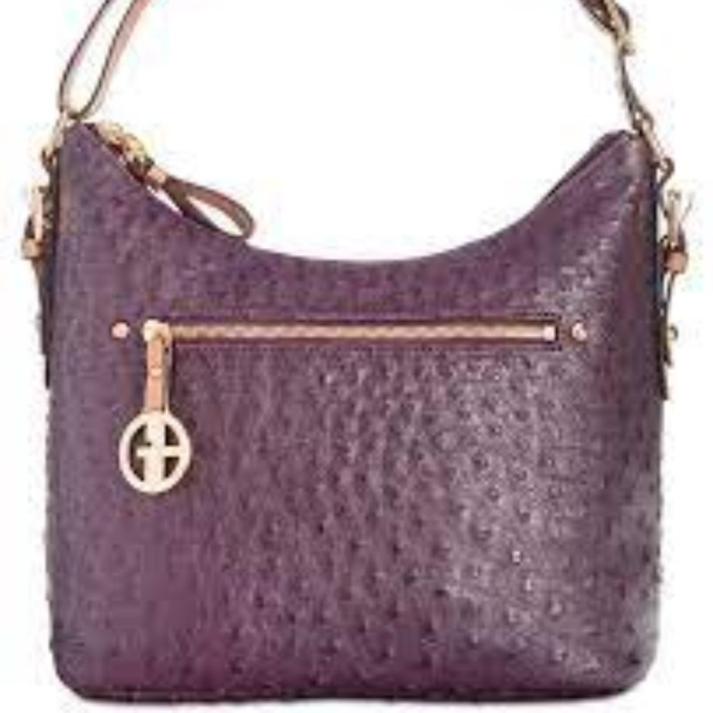 Giani Bernini Faux Ostrich Purse Shoulder Bag Hobo Tote